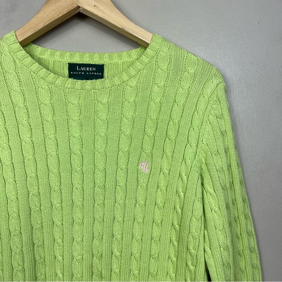 Polo Lauren Ralph Lauren y2k Cable Knit Vintage Green Sweater - Picture 2 of 5
